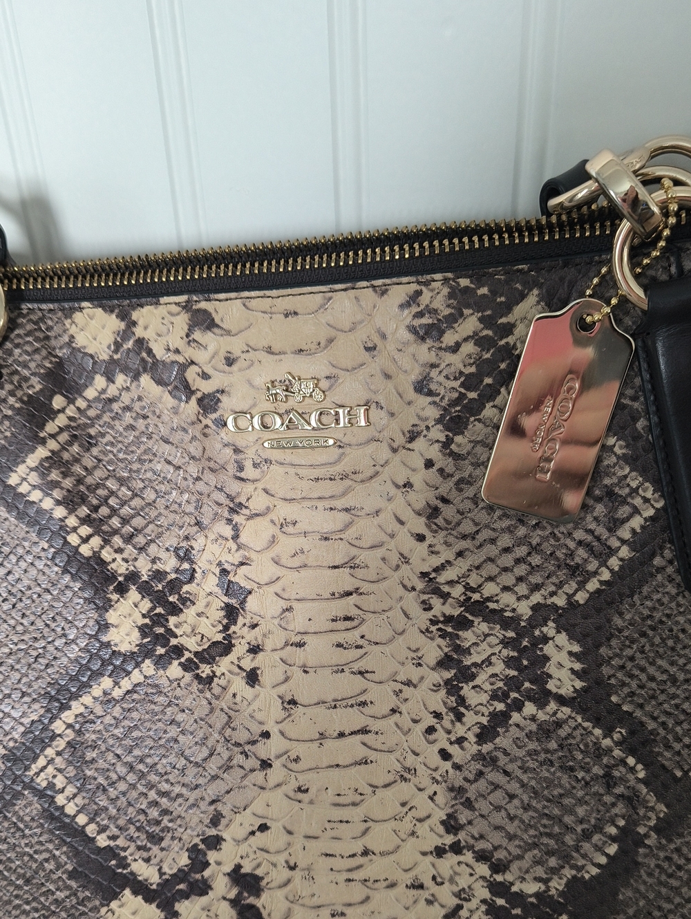 Authentic Coach Ava Python Embossed Leather Tote - Picture 2 of 14